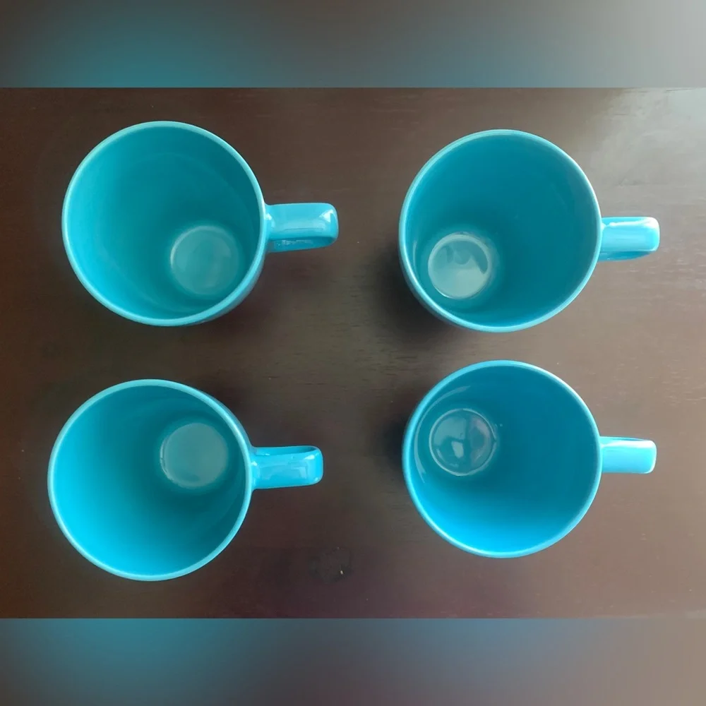 FOUR (4) Ikea Mugs FÄRGRIK Mug, turquoise, blue, coffee, tea, latte, 8.5 oz